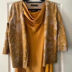 The Limited Mustard and Cream Cardigan and sleeveless top